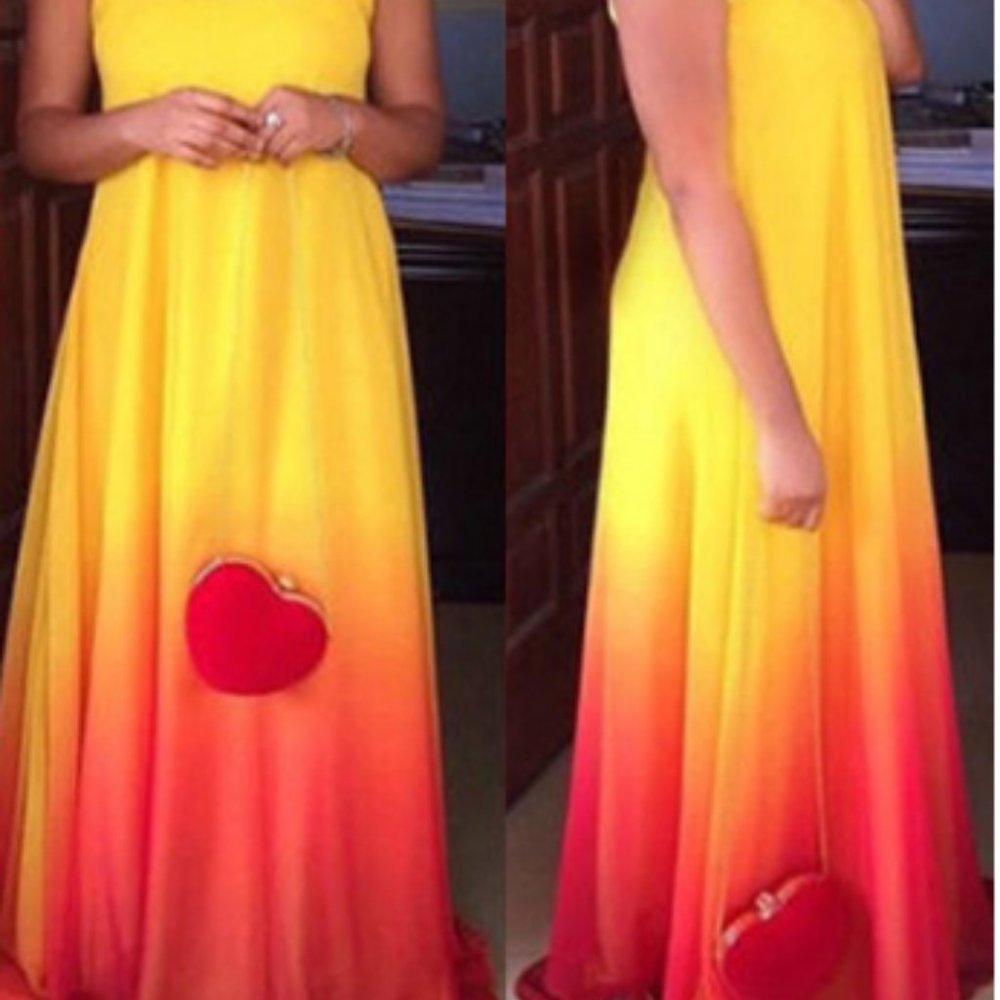 Caftan Maxi Dress Ombre  Spaghetti Straps